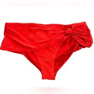 Jessica Simpson Women’s Textured Front Tie Swim Bottom Color Red reddish Size M